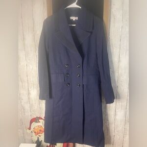 Victor Alfaro Rent The Runway Pre-Loved Navy/Blk Twill Double Breasted Coat Sm